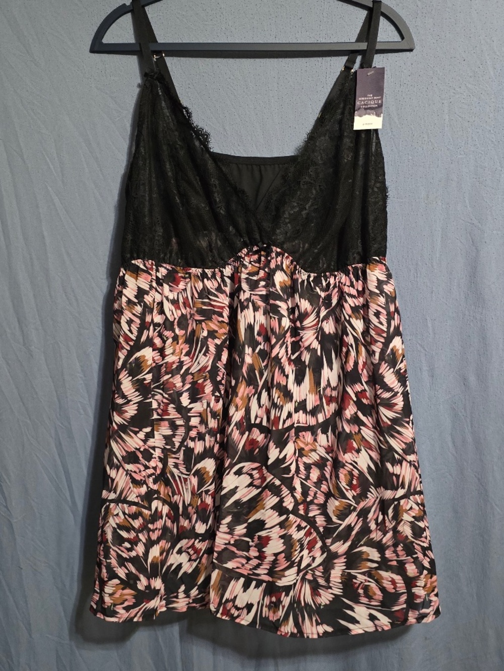 Cacique Lace & Chiffon Babydoll / G string set NWT 26/28